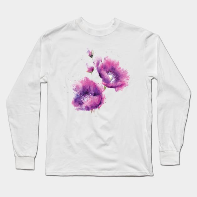 Watercolor purple flower Long Sleeve T-Shirt by Madelyn_Frere